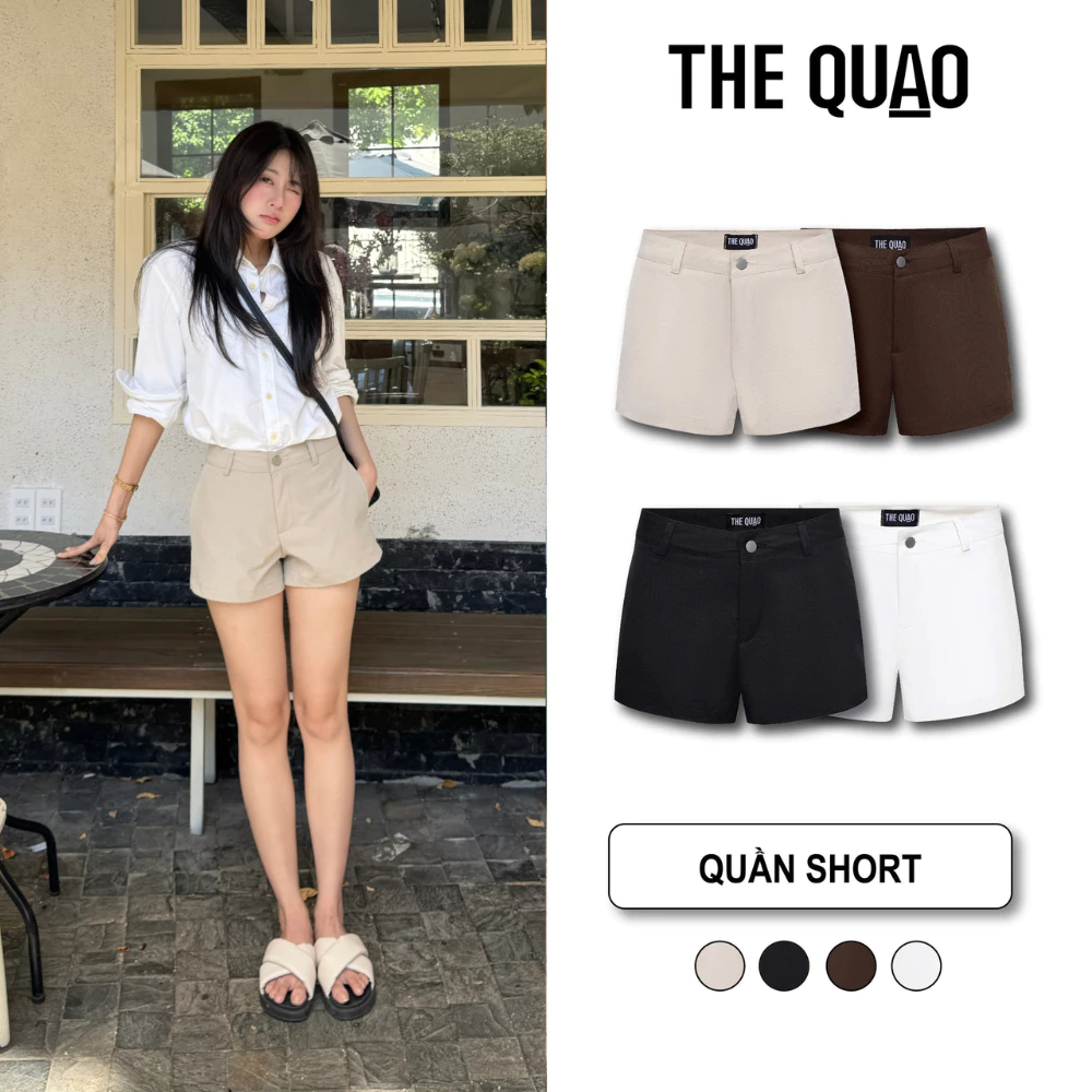 THE QUẠO - Quần short nữ kaki co giãn dáng A lưng ngang rốn Basic N0705_757