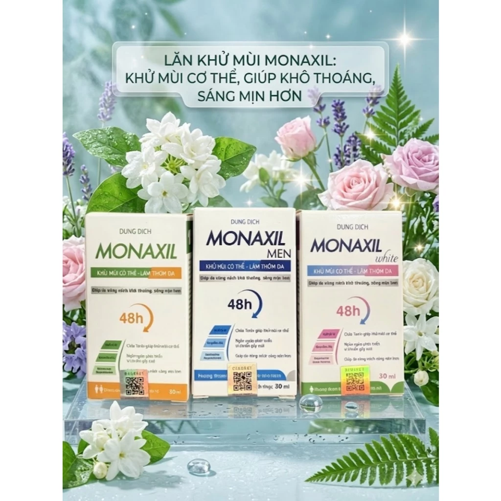 LĂN NÁCH KHỬ MÙI MONAXIL KIỂM SOÁT MỒ HÔI, NGĂN MÙI CƠ THỂ NAM NỮ 30ML