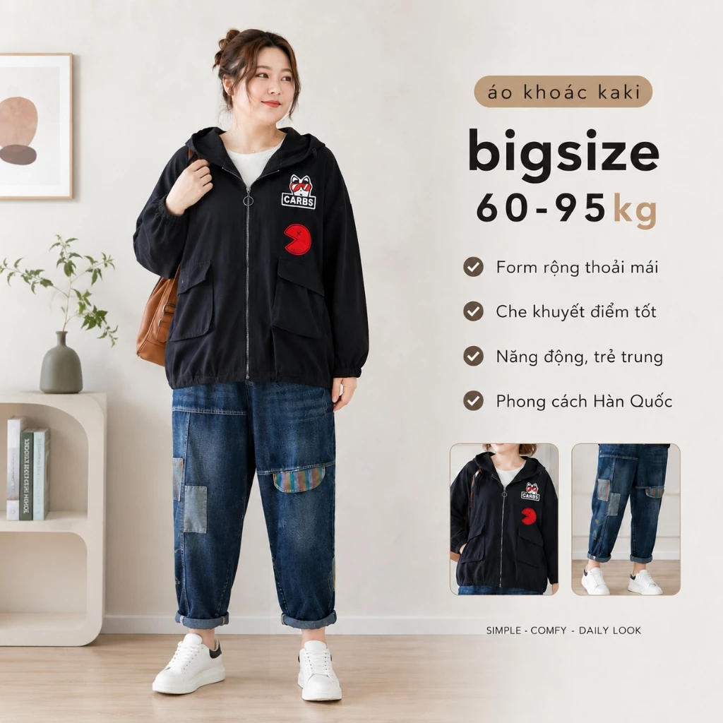 Áo khoác unisex bigsize form rộng 5 màu size 65-100kg chất kaki mặc hằng ngày