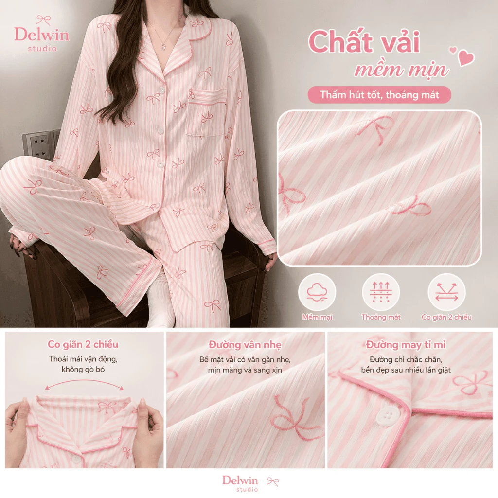 [ COTTON MODAL ] Đồ Bộ Ngủ Tay Dài Pijamas Quảng Châu L1 Mềm Nhẹ Nhiều Hoạ Tiết Dễ Thương - CHẤT COTTON MÂY MỀM