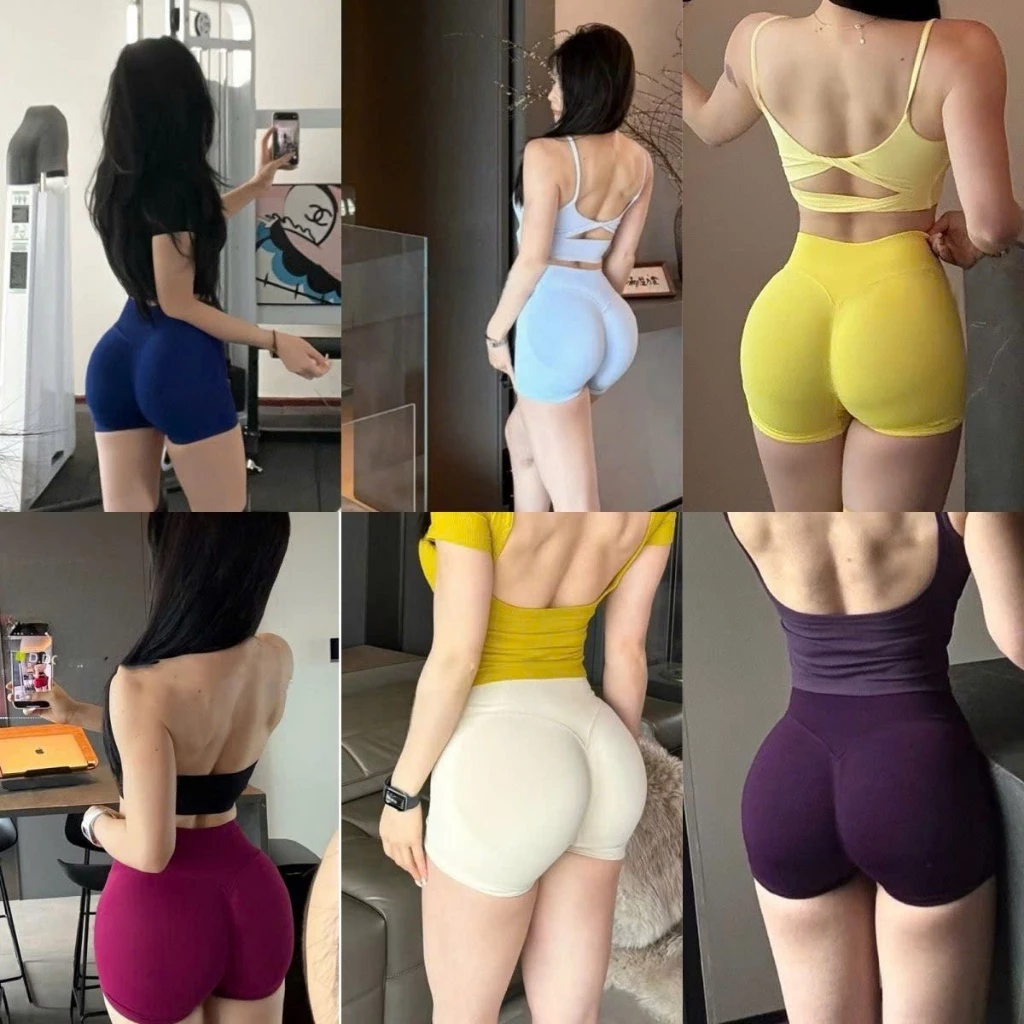 Quần đùi tập GYM tập YOGA nâng mông hách V3 đẹp lưng quần cao chất vải dày rặn không lộ quần chíp