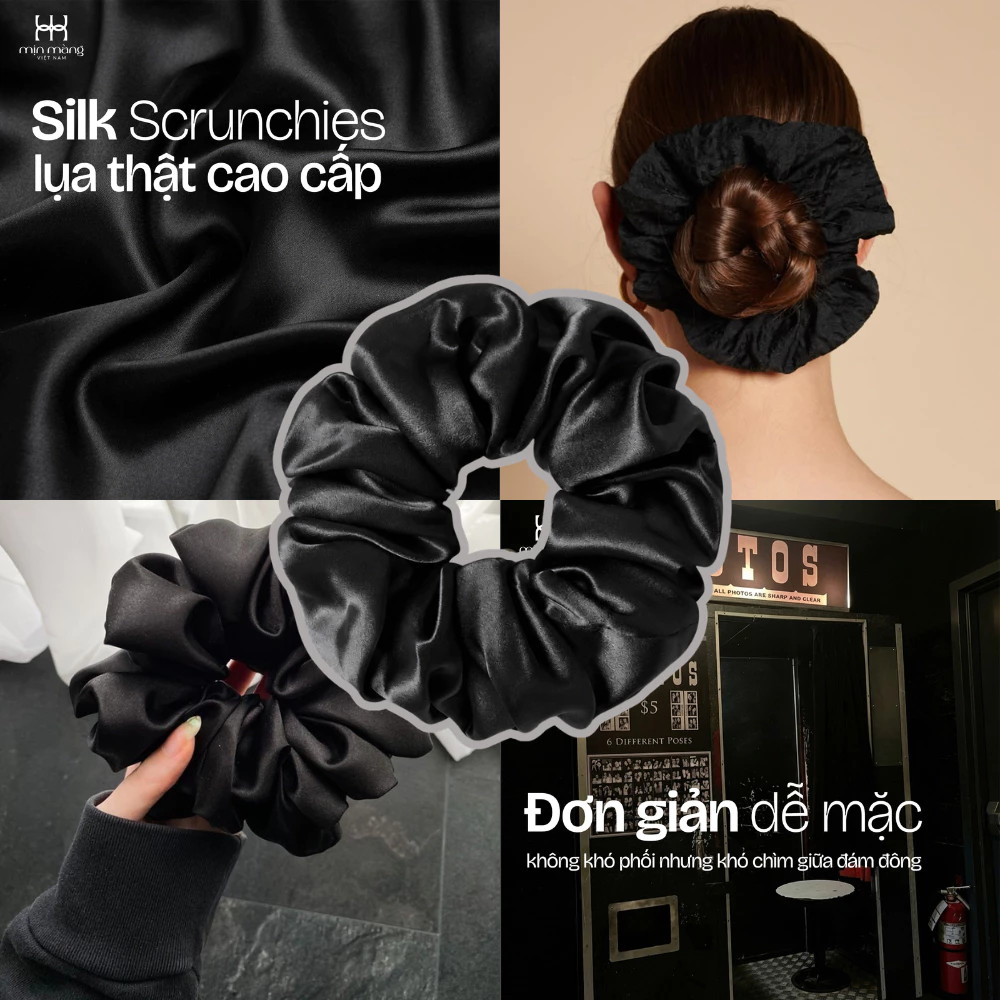 Dây Buộc Tóc Lụa Tơ Tằm 100% Hà Đông Thật Scrunchies MỊN MÀNG Đạt Kiểm Nghiệm Hàng Thủ Công Cao Cấp