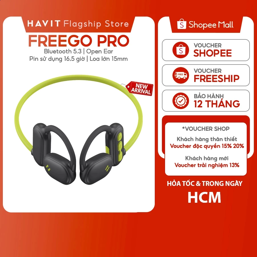 Tai Nghe Không Dây Truyền Dẫn Khí Havit Freego Pro (E553BT) | Pin 16,5 Giờ | Bluetooth 5.3