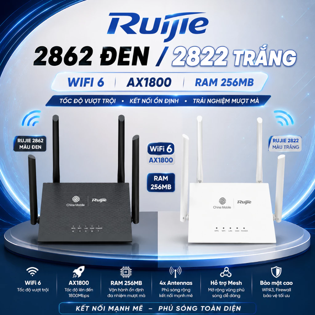 QUA SD - Ruijie RG-MA2822 RG-MA2822 RG-MA2862 RG-MA2820 MESH WIFI6 AX1800 HÀNG qua sử dụng