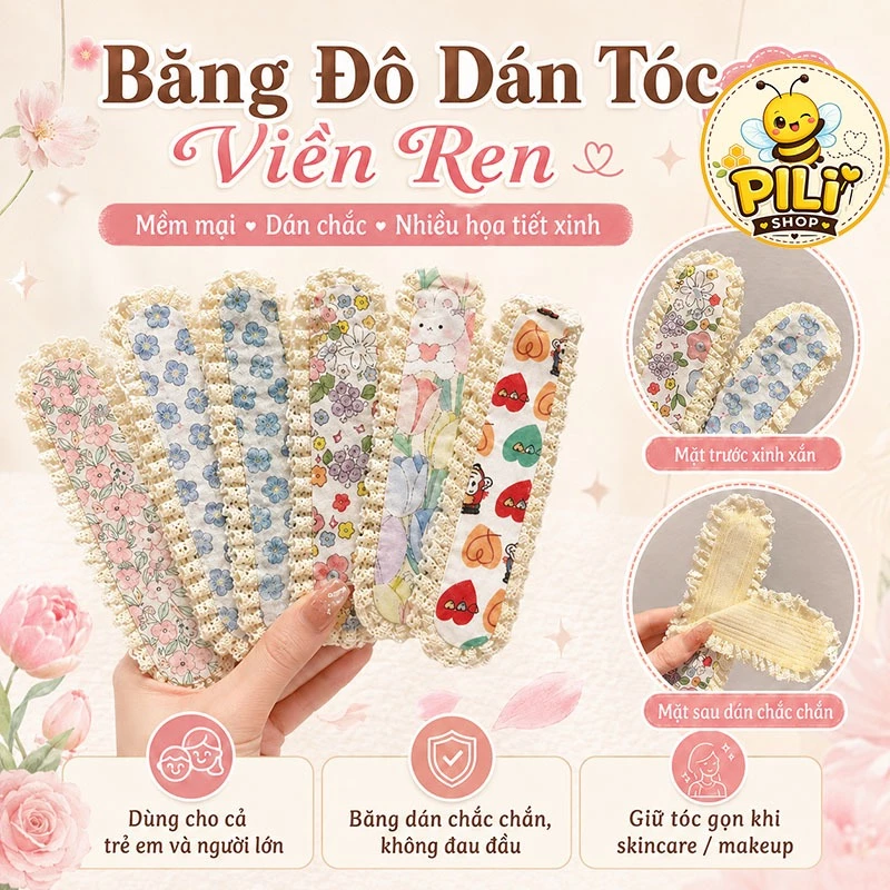 Băng Đô Dán Tóc Mái Phong Cách Hàn Quốc Cho Nữ, Phụ Kiện Tóc Xinh Xắn Dễ Phối Đồ Đi Chơi Chụp Ảnh