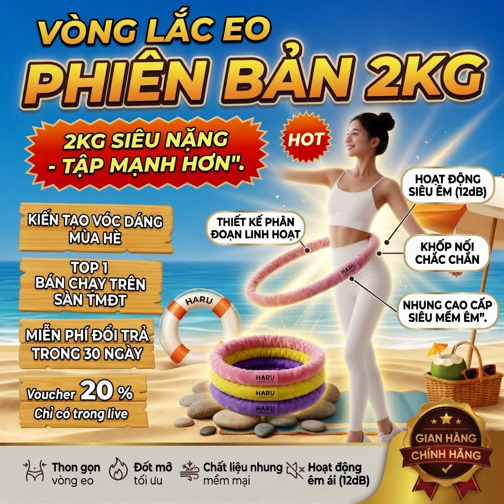 [Xả Hàng GIÁ RẺ] Vòng Lắc Eo Lò Xo 2kg Bọc Vải Nhung Cao Cấp HARU - Hỗ Trợ Tập Eo Săn Chắc, Êm Ái Hạn Chế Đau Rát HR91
