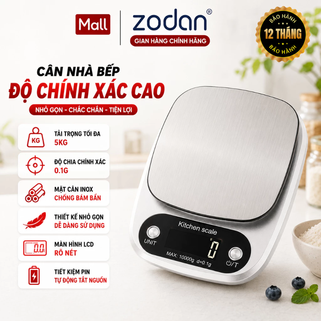 [TOP 1][BH 1NĂM] Cân tiểu ly điện tử 5.0Kg ZODAN C105 - chính xác từng gam, chính hãng BH 1 Năm