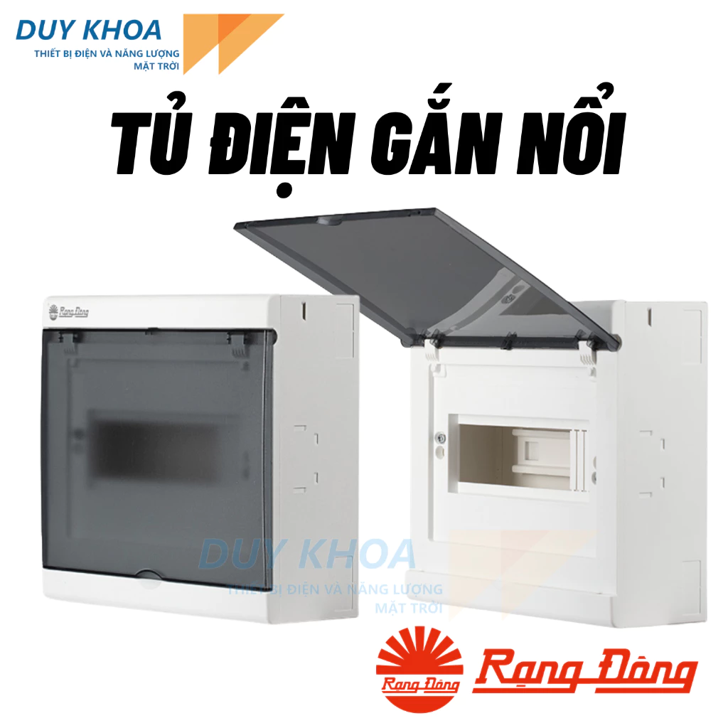 Tủ Điện Gắn Nổi Rạng Đông đế thép, mặt ốp - mặt che nhựa ABS PCC chống va đập chịu nhiệt cao, chống cháy, cách điện tốt