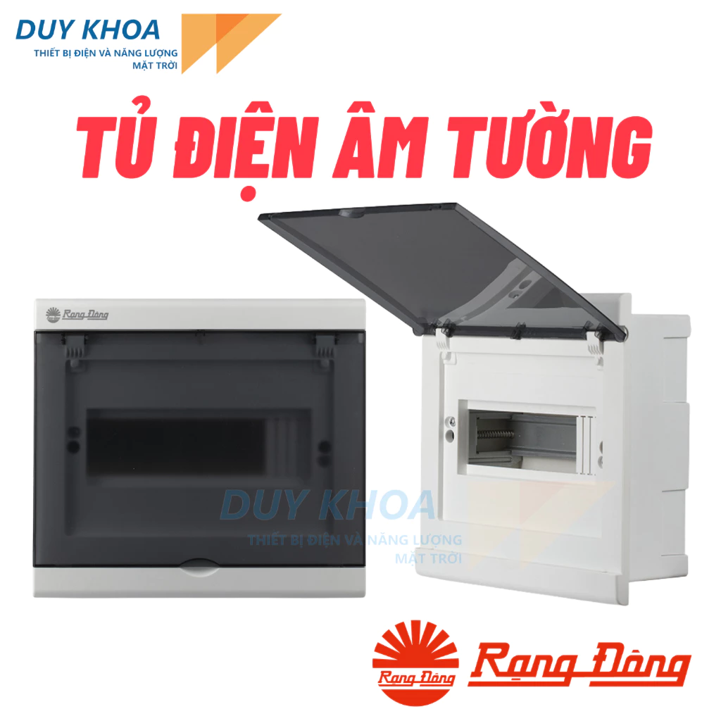 Tủ Điện Âm Tường Rạng Đông Đế nhựa, mặt ốp - mặt che nhựa ABS - PC chống va đập vượt trội, chịu nhiệt cao, cách điện tốt