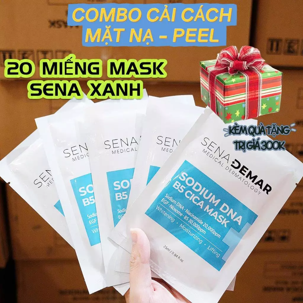 COMBO CẢI CÁCH - 20 miếng mặt nạ Sena Xanh DNA B5 - Kèm quà 6PCNP