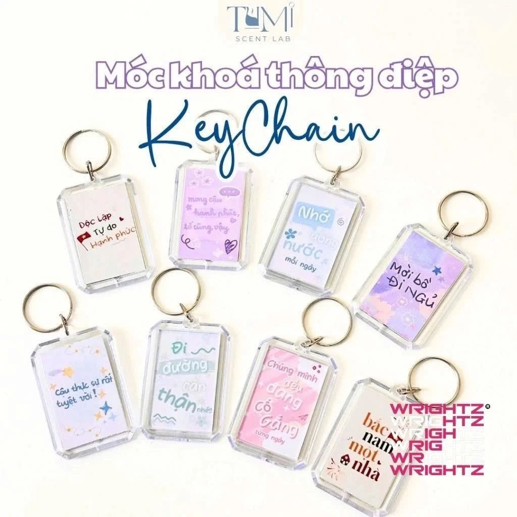 Móc khóa thông điệp dễ thương, keychain treo balo túi xách truyền động lực