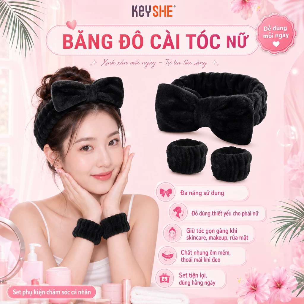 Băng đô cài tóc KEYSHE dành cho nữ, tiện lợi, siêu dễ thương chính hãng