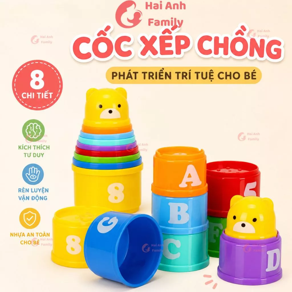 Đồ chơi tháp chồng 9 tầng giúp bé phát triển kĩ năng và hạn chế tiếp xúc với điện thoại, tivi