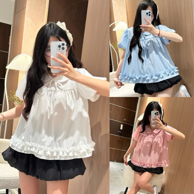 Áo Babydoll Cổ Sen Tay Bồng Dáng Vừa Phối Bèo Điệu Phong Cách Tiểu Thư Siêu Xinh MS146
