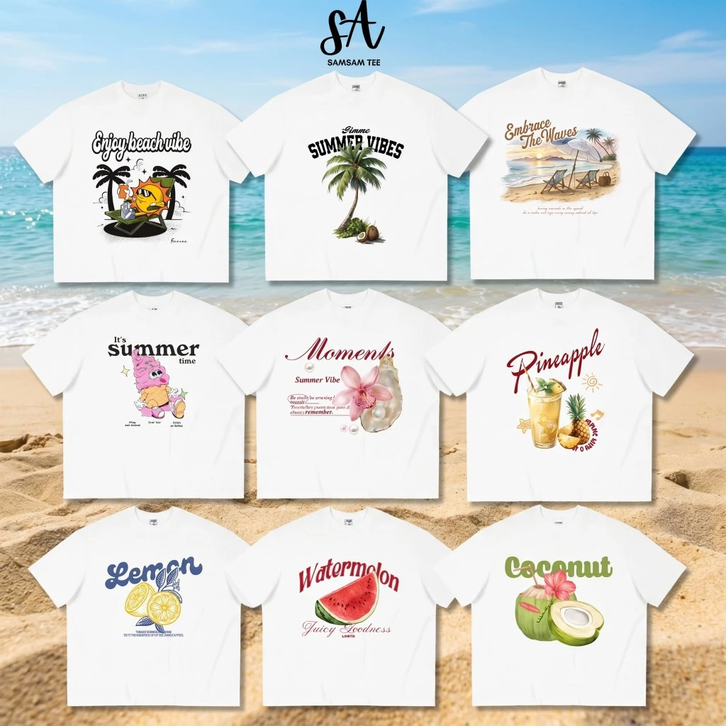 [ HOẢ TỐC ]  {Giá Sỉ}  Áo Thun OVERSIZE Đi Biển MÙA HÈ  Cotton mỏng mịn, thich hợp mặc nhóm