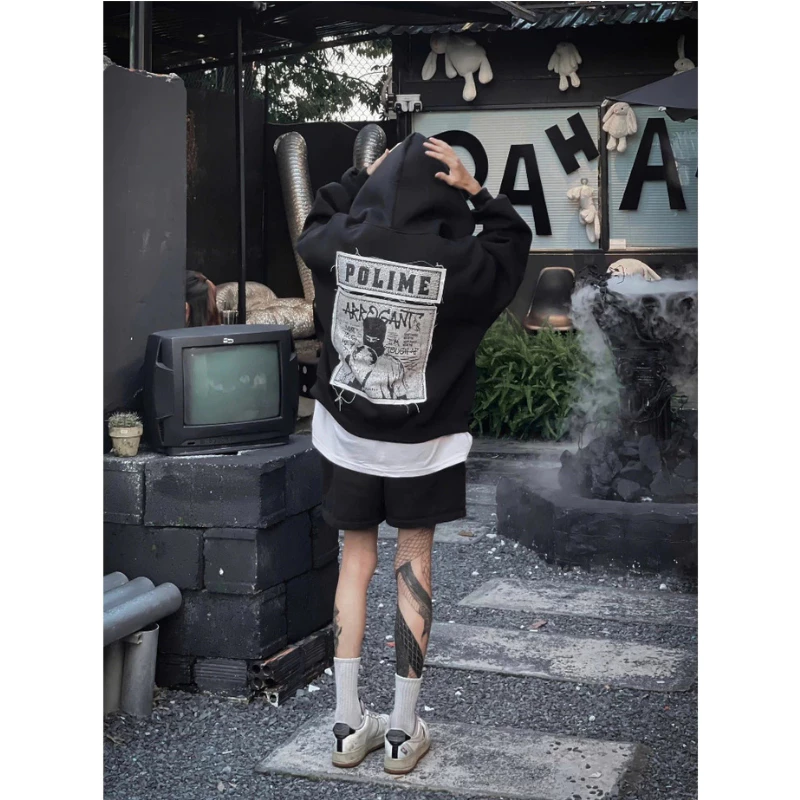 Áo Hoodie Zip Thêu POLIME Đắp Vải Form Rộng Unisex Streetwear Y2K Oversize Nam Nữ ( có túi trong )