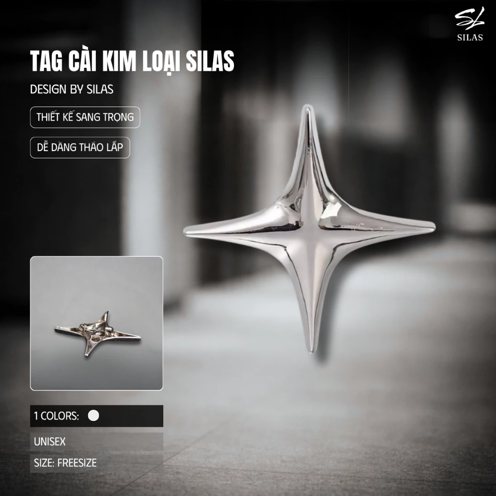 Khuy Cài Áo SILAS Kim Loại Hợp Kim Ngôi Sao 4 Cánh Unisex Cài Tà Áo - TCSL