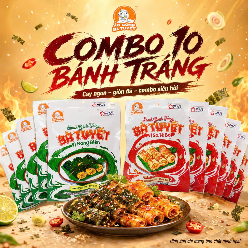 Combo 10 gói bánh tráng rong biển và sa tế - Ăn Cùng Bà Tuyết