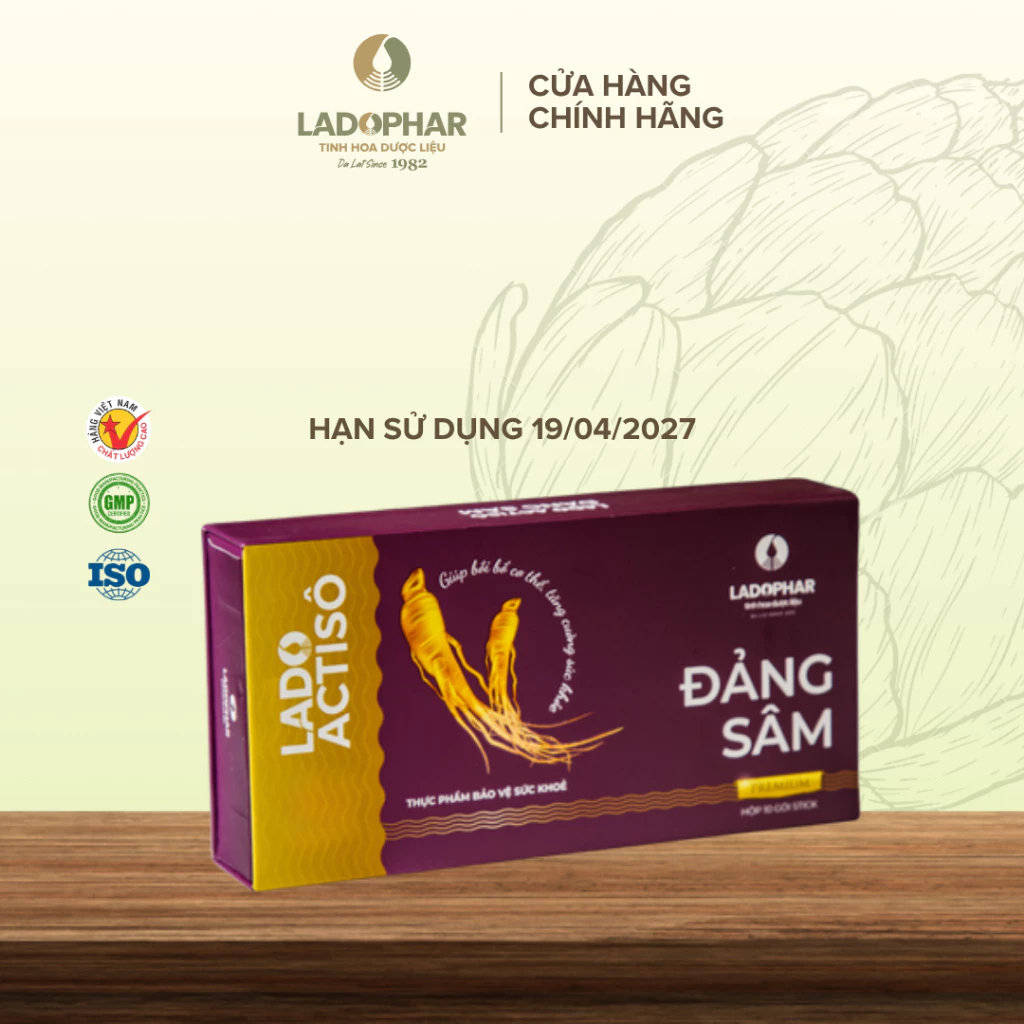 Nước uống Lado Care Đảng Sâm Ladophar hỗ trợ bồi bổ cơ thể, tăng cường sức khỏe (Hộp 10 gói)