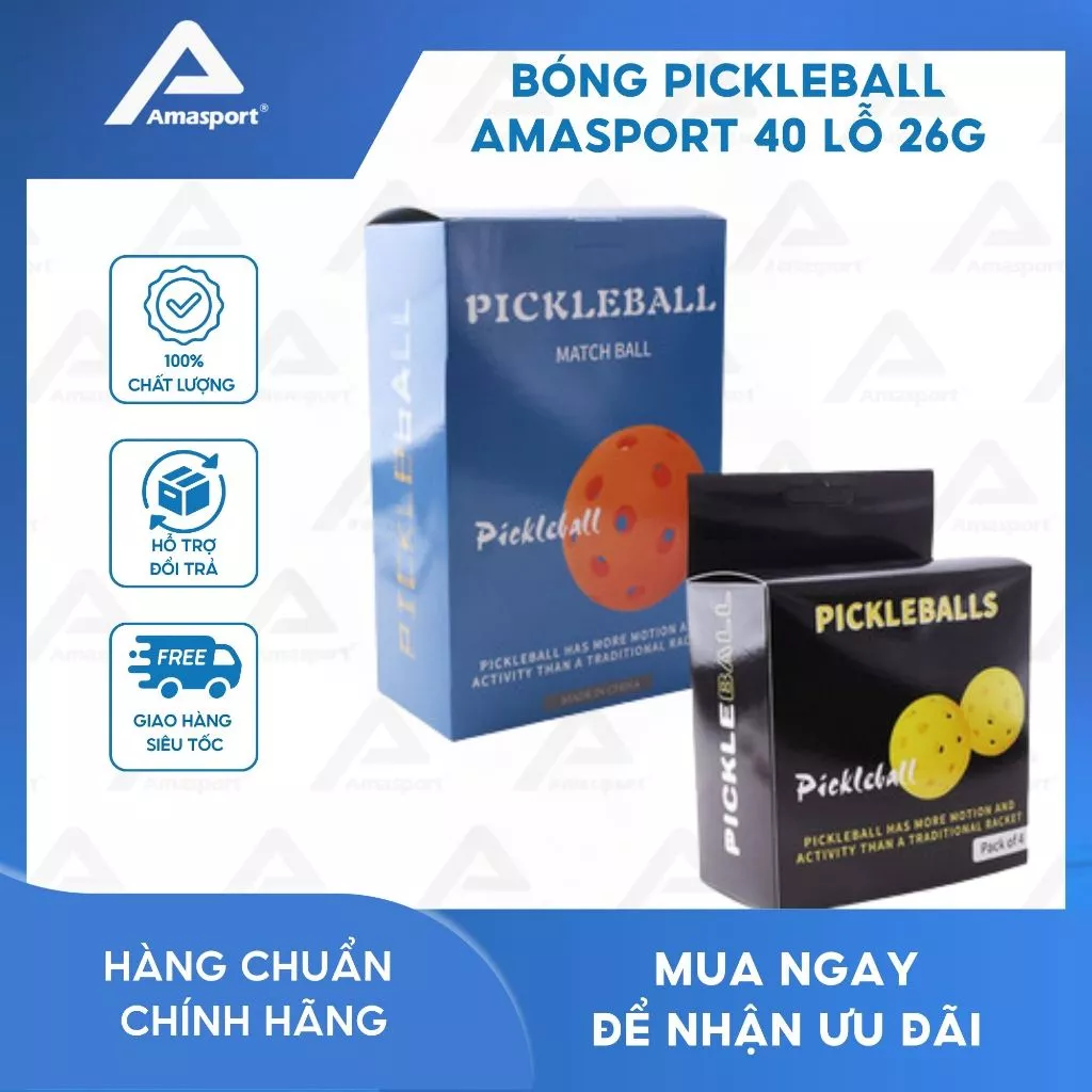 Bóng pickleball - Bóng AMASPORT 40 lỗ 26g tiêu chuẩn USA chất liệu PE độ đàn hồi cao