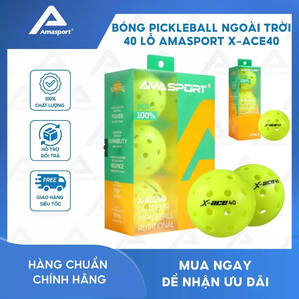 Bóng pickleball ngoài trời 40 lỗ AMASPORT X-ACE40 đạt tiêu chuẩn bóng thi đấu chuyên nghiệp