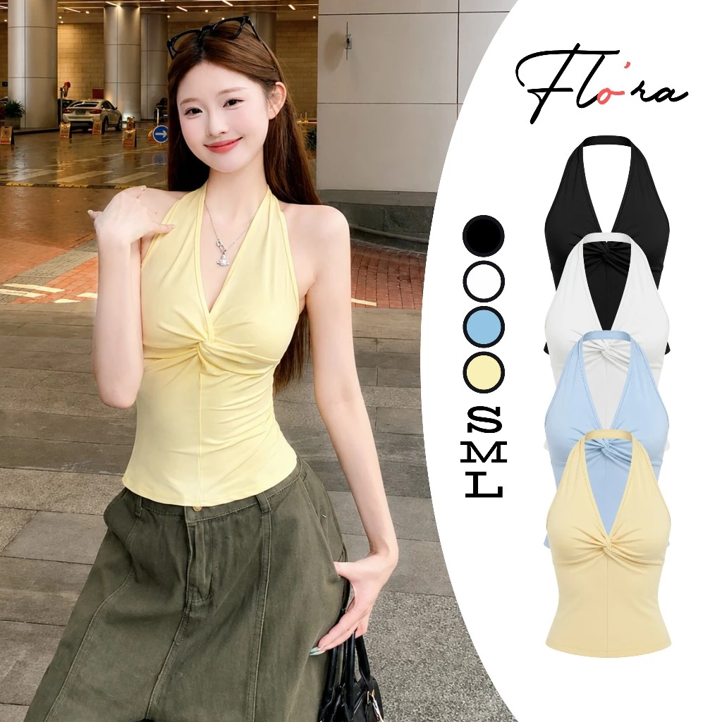 [MỞ BÁN] Áo Cổ Yếm Xoắn Ngực Dáng Dài Thun Borip Lụa DD06, Áo Thun Nữ Ôm Body Mềm Mát Flo'ra