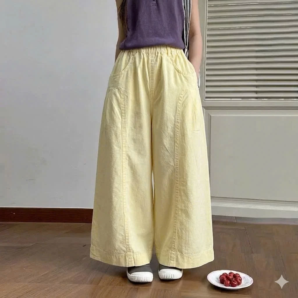 (TĂNG SIZE NẾU MUỐN MẶC DÀI) QUẦN KAKI GIẤY HÀN,ỐNG SUÔNG CÓ XẾP LY CHO BÉ GÁI SIZE 18-42KG B0099