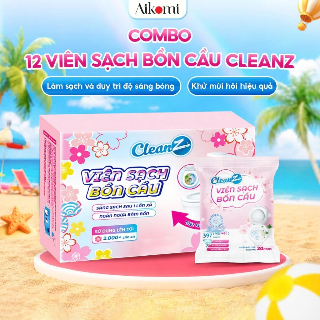 Combo 12 Viên sạch bồn cầu CleanZ chai thả bồn cầu sạch khuẩn tẩy sạch mảng bám khử mùi diệt vi khuẩn toilet