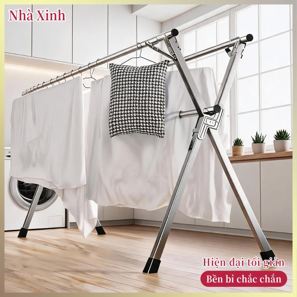 Giàn Phơi Đồ Đứng Thép Cao Cấp Gấp Gọn Kéo Dài - Đa Năng, Dung Tích Lớn, Chịu Lực Chống Gỉ