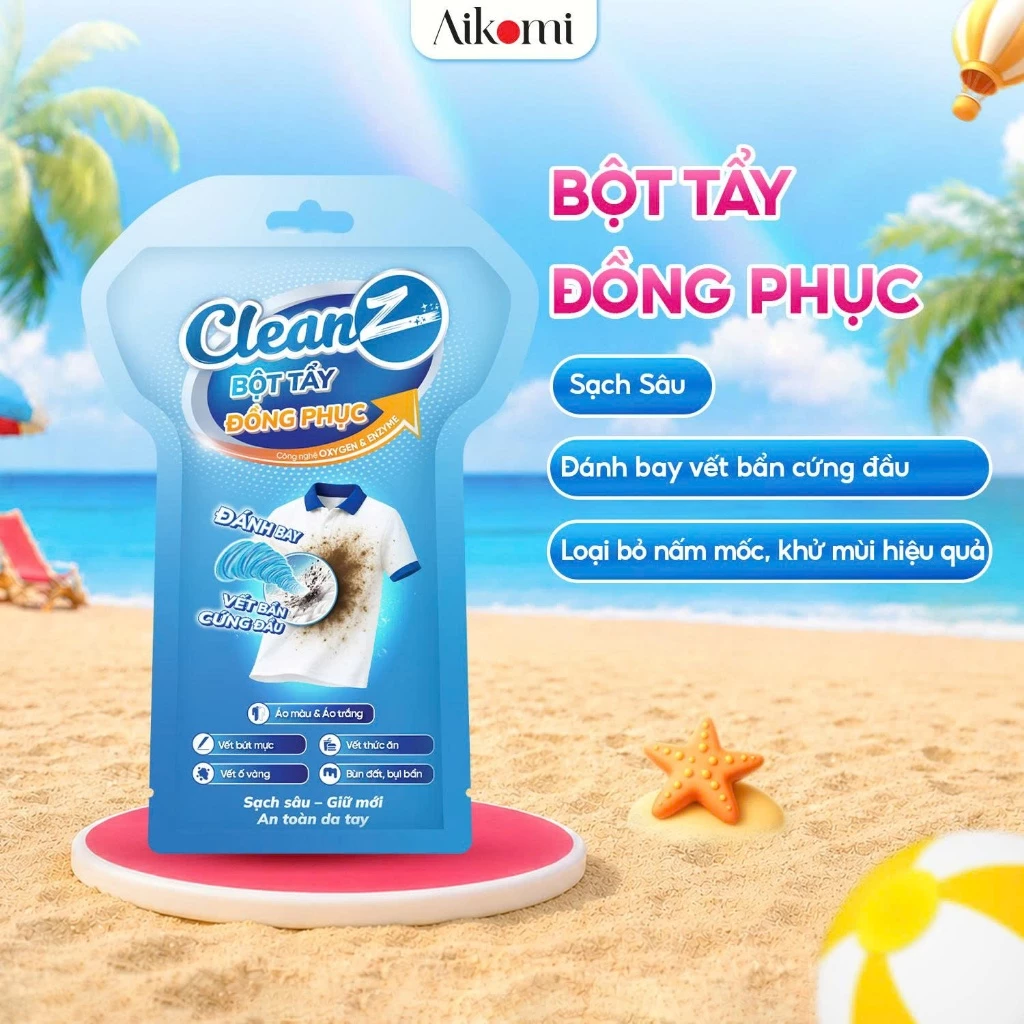 Túi Bột Tẩy Đồng Phục CleanZ Đánh Bay Vết Bẩn, Ố Màu Giúp Làm Sạch Quần Áo Như Mới
