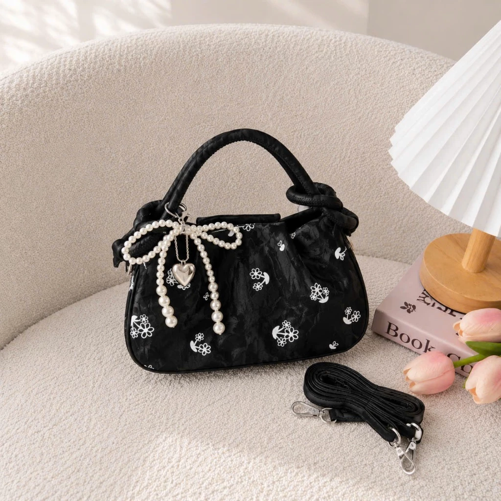 Túi xách nữ đeo chéo đeo vai basic trẻ trung túi công sở size 18 họa tiết hoa dễ thương BABUMAP _ TDC223