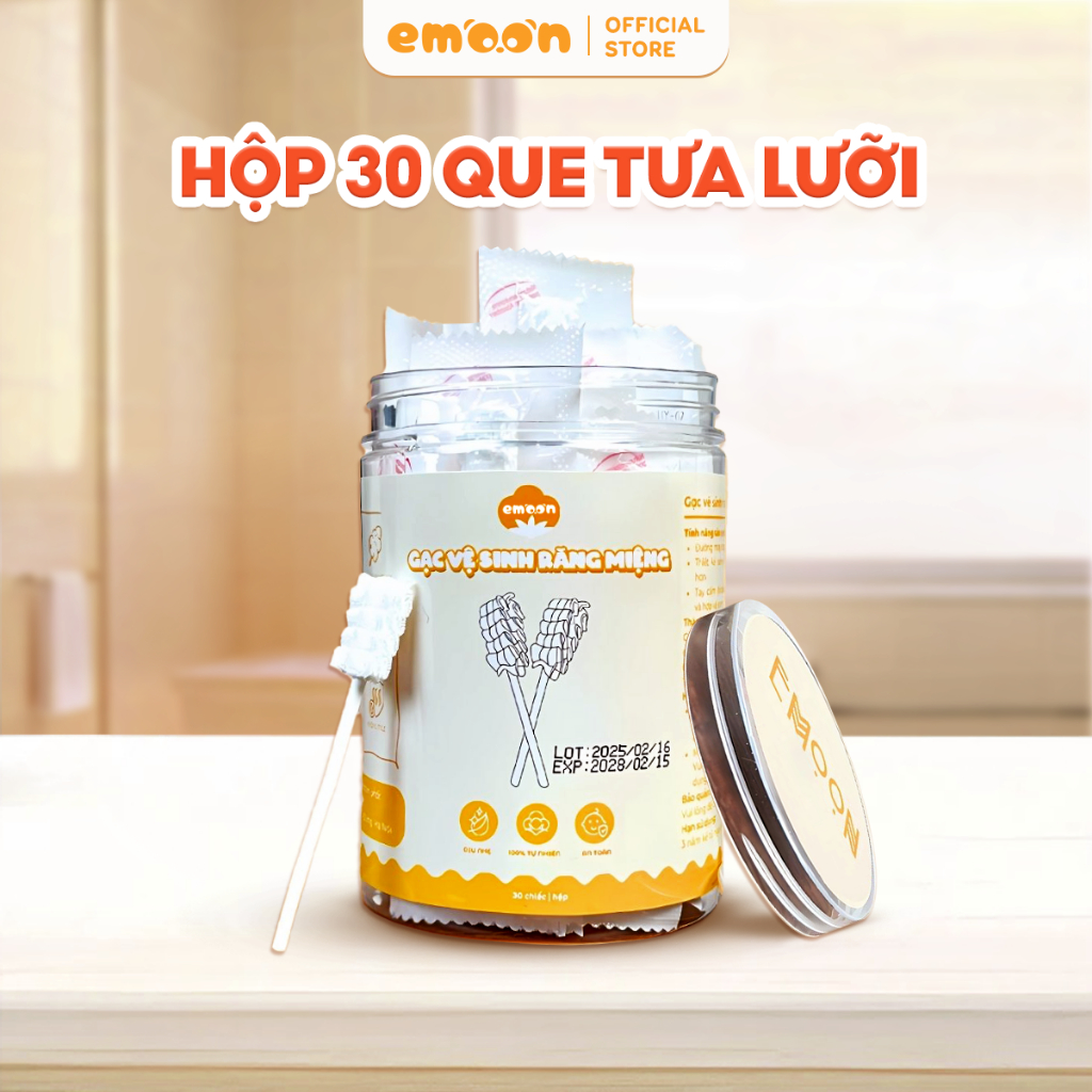 Que tưa lưỡi cho bé sơ sinh Emoon cao cấp, chất liệu bông mềm tiệt trùng giúp…