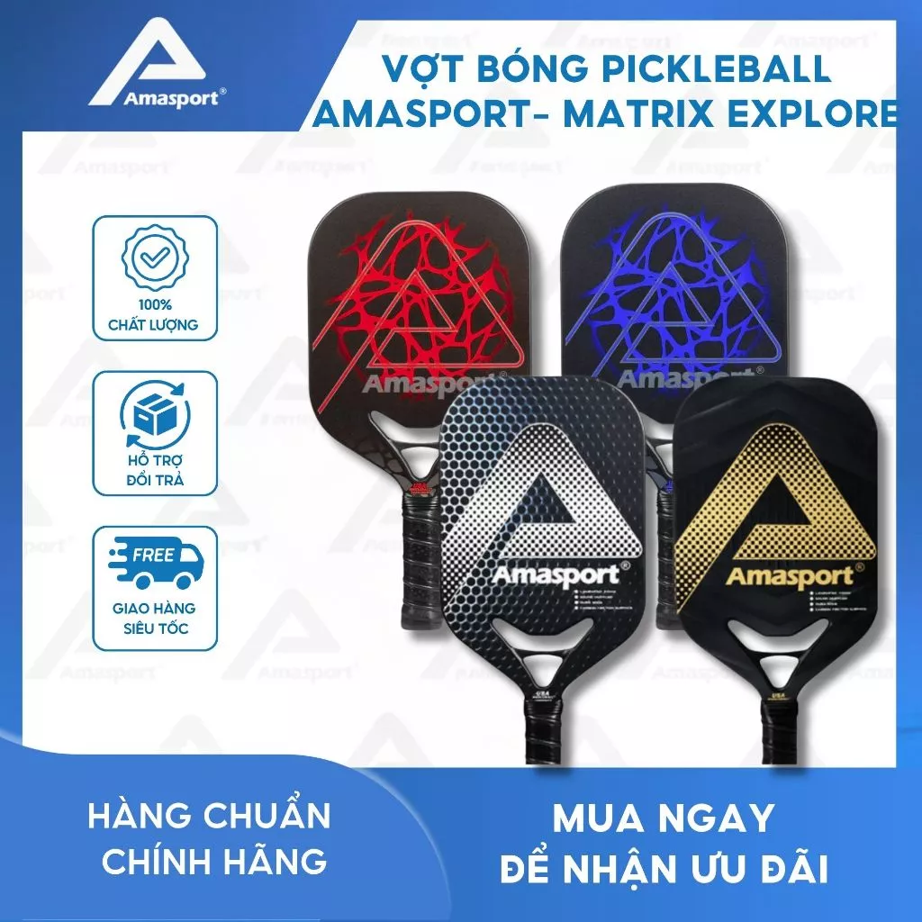 Vợt bóng Pickleball AMASPORT- Matrix Explore -Tấn công nhẹ và linh hoạt-Lõi sợi carbon 13mm