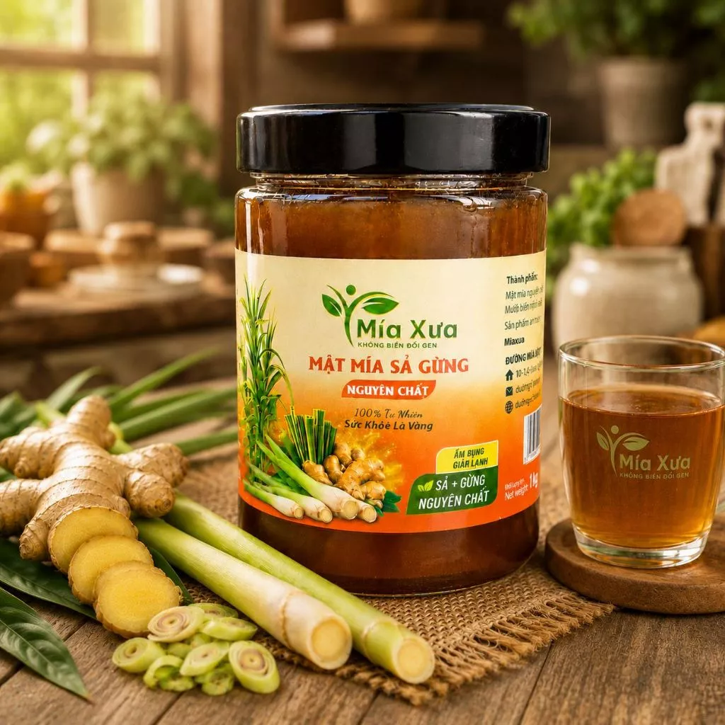 Cốt Mía Sả Gừng Nguyên Chất - Tặng kèm Muối Biển Thô