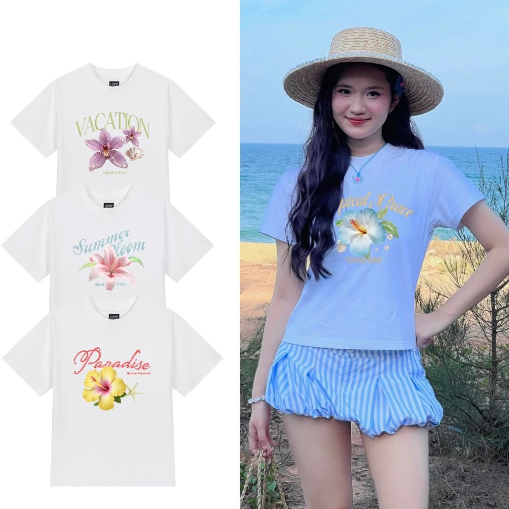 Áo BabyTee - BÔNG HOA - Premium Cotton 250gsm Cotton 2 Chiều