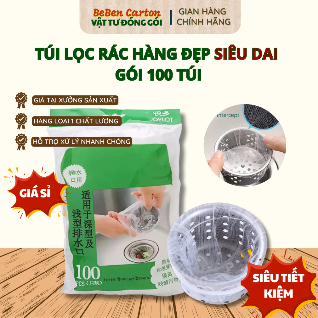 (GIÁ SỈ) Túi Lọc Rác Bồn Rửa Bát Dùng 1 Lần Hàng Đẹp - Chống Tắc Thoát Nước Nhà Bếp - Bebencarton