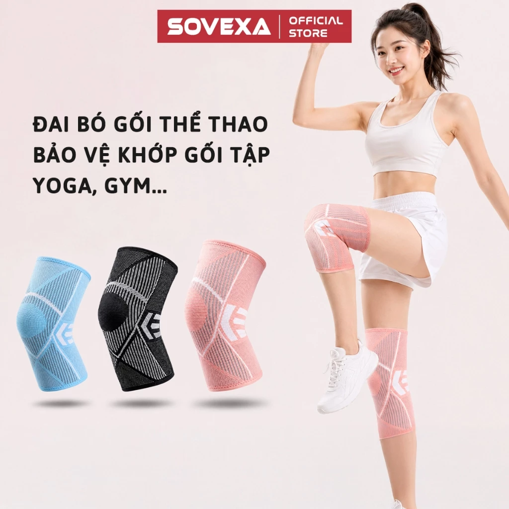 [1 Đôi] Đai Bó Gối Thể Thao SOVEXA Bảo Vệ Khớp Gối Tập Yoga Gym Bóng Chuyền Bóng Đá Chạy Bộ