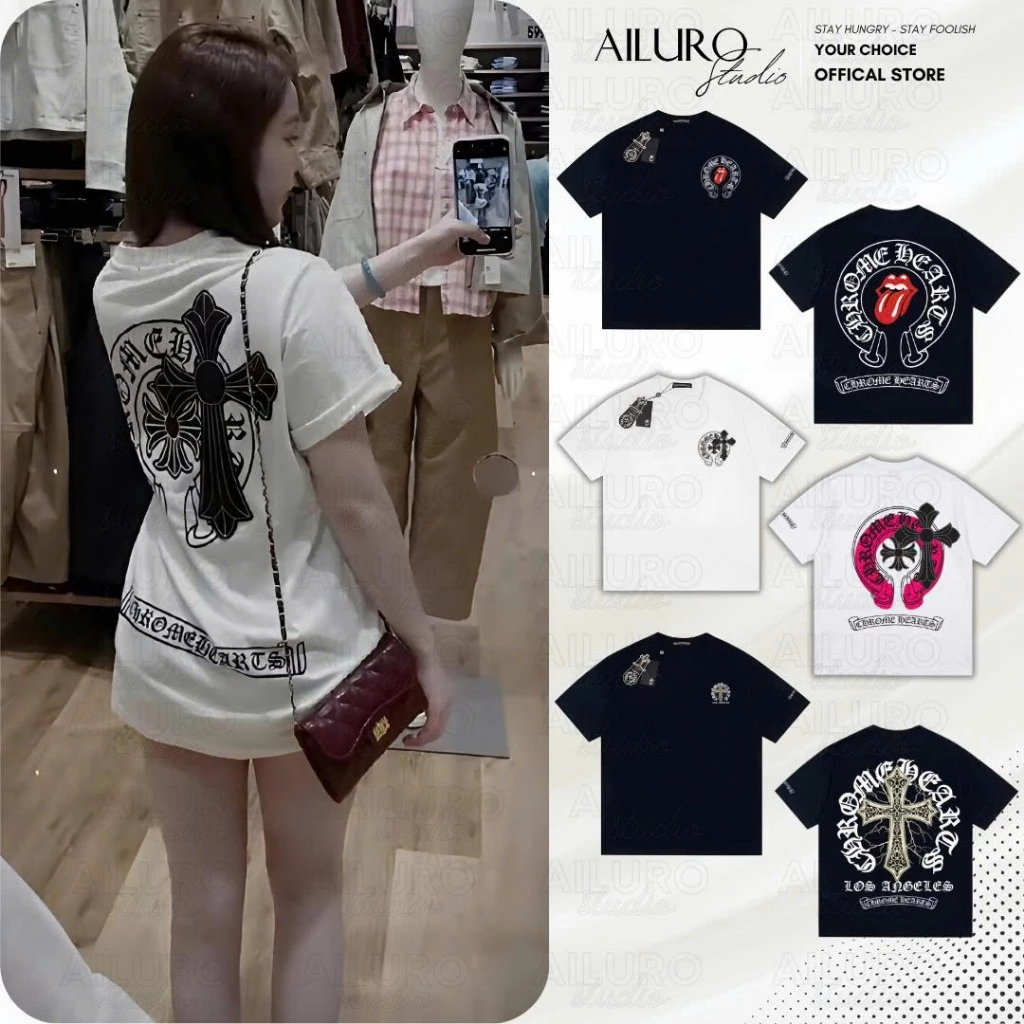 [MỞ BÁN] Áo Thun Chrome Hearts Full Tem Tag Tay Lỡ chất 100% Cotton phông tay lỡ nam nữ form rộng Cao Cấp