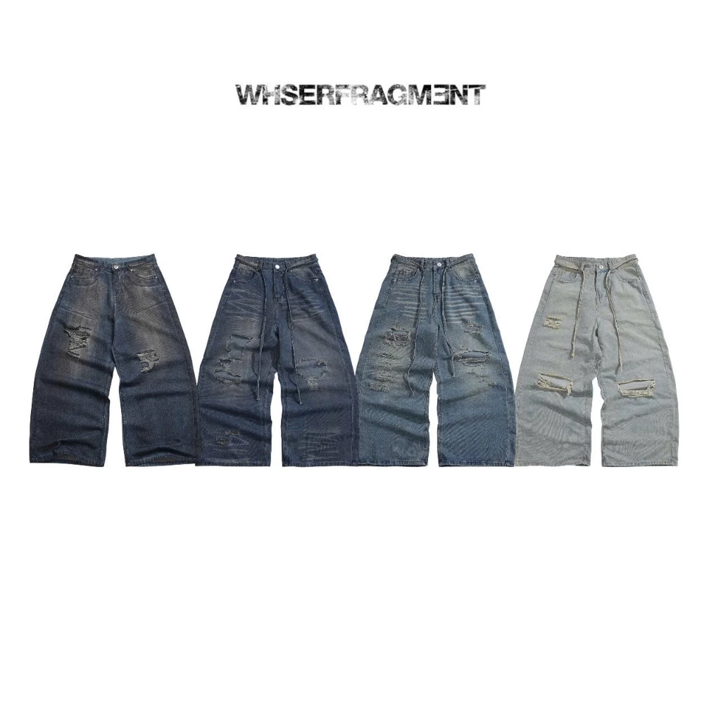 RIPPED WIDE LEG JEANS - Quần jeans rách ống rộng Whose Studio - Kèm dây quần