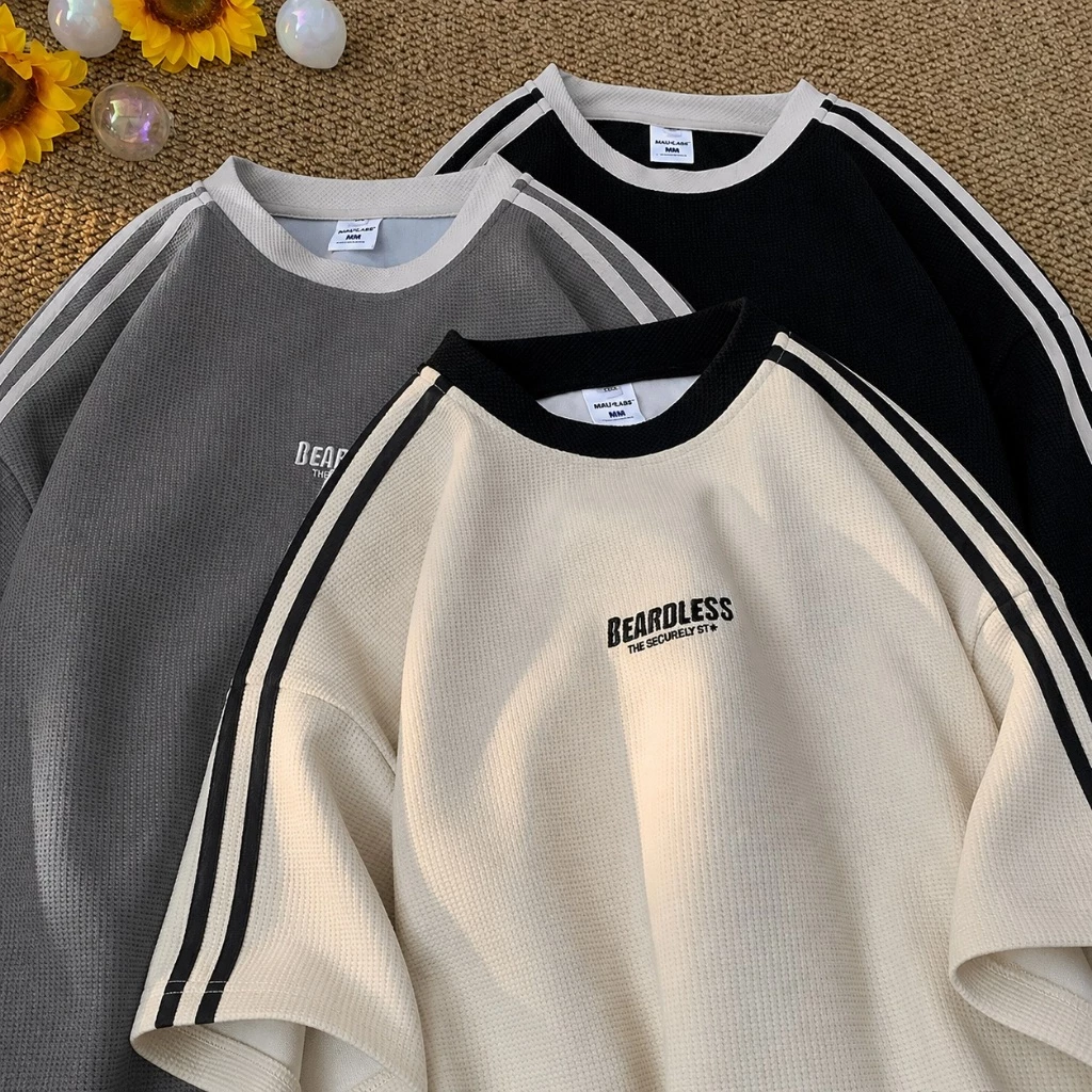 Áo thun Unisex BEARDLESS Áo phông nam nữ tay lỡ oversize form rộng chất liệu cotton dệt tổ ong thoáng mát