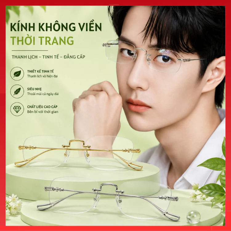 kính không viền chống ánh sáng xanh bảo vệ mắt dành cho nam nữ phong cách công sở