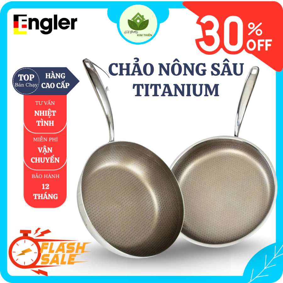 Chảo Nông Sâu Titanium Engler Lòng Chảo Phủ Titanium Chống Dính Hiệu Quả, Dễ Dàng Vệ Sinh - Gia Dụng Kim Thiên