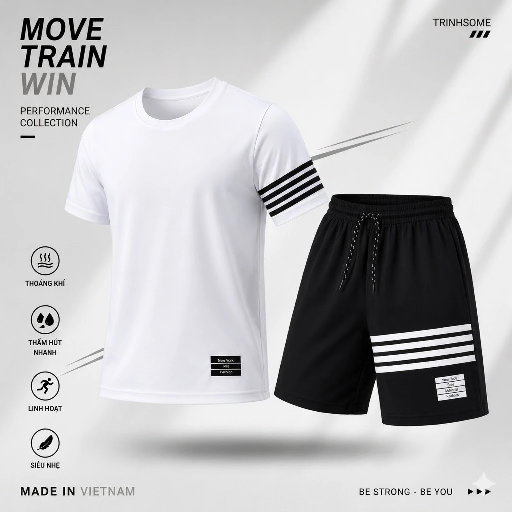 Bộ đồ cọc tay hè thun lạnh mát mẻ, đồ bộ nam thể thao ngắn tay sọc đủ size S-->XXL