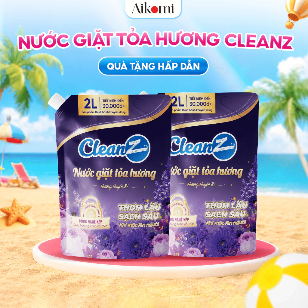 Combo 2 Túi Nước Giặt Tỏa Hương CleanZ Hương Huyền Bí Siêu Sạch, Lưu Hương Thơm Lâu Dài 2L