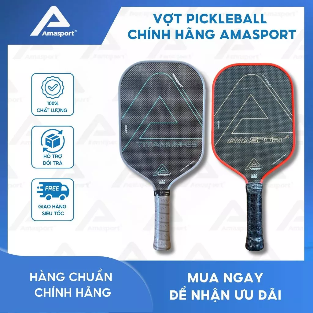 Vợt pickleball chính hãng AMA SPORT chất liệu carbon Friction Surface mặt vợt Titanium cho độ bên cao ma sát tốt