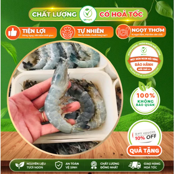 Tôm Lột Tự Nhiên VITOT Vỏ Mỏng Tang Ngon Ngọt Thịt, Tuyển Chọn Kỹ Lưỡng