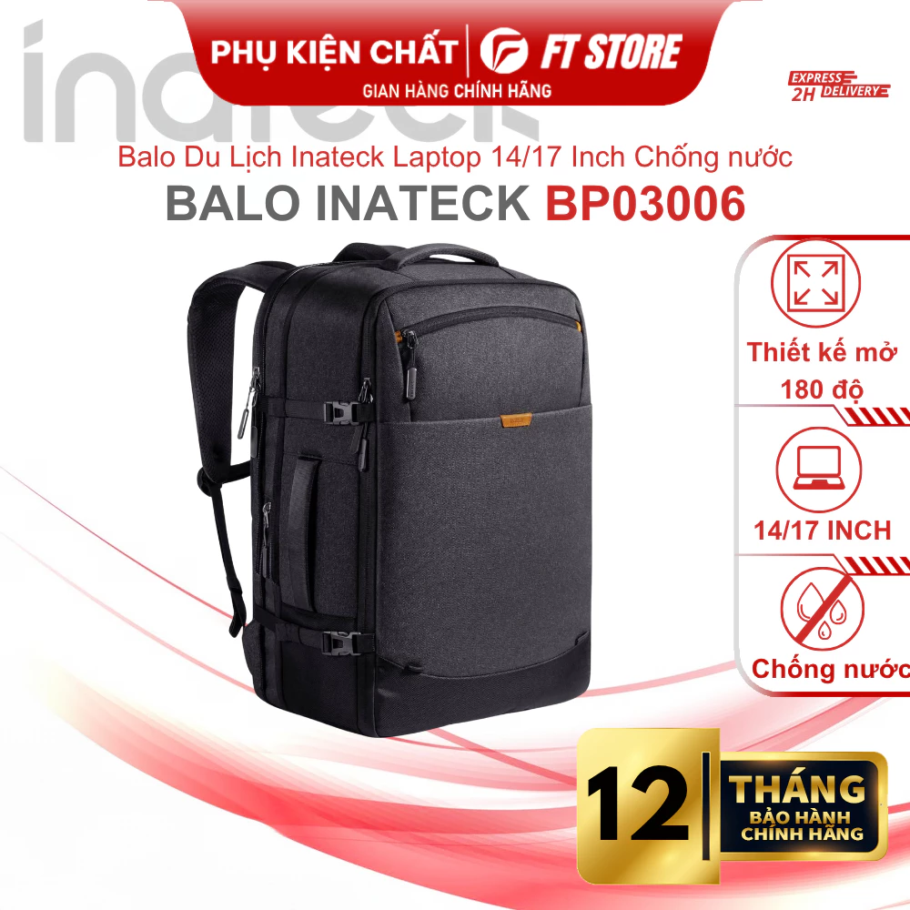 Balo Du Lịch Inateck 20L / 46L BP03006 Đựng Laptop 14 Inch /17 Inch Mở Rộng 180 Chống Nước Carry On