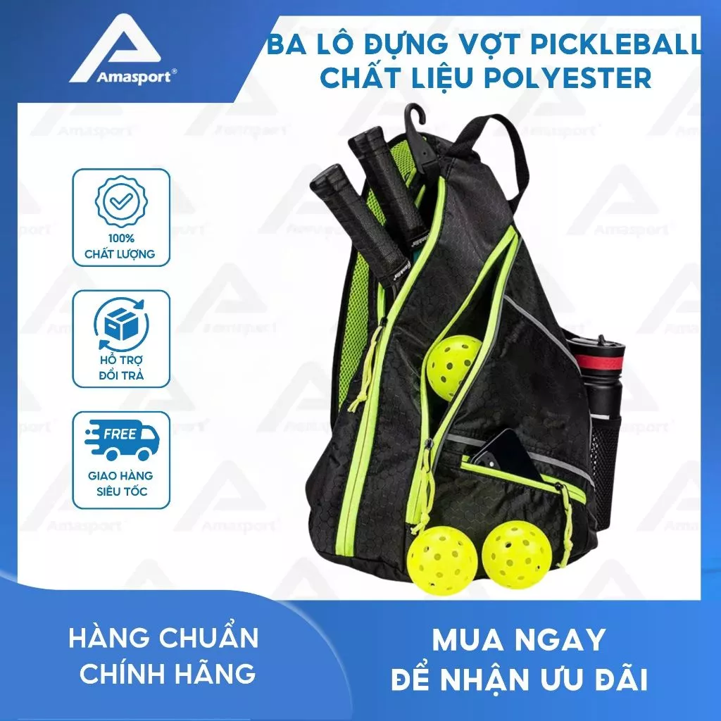 Túi pickleball, ba lô đựng vợt Pickleball chất liệu Polyester có 2 ngăn chính và 1 ngăn phụ dùng cho cả nam và nữ