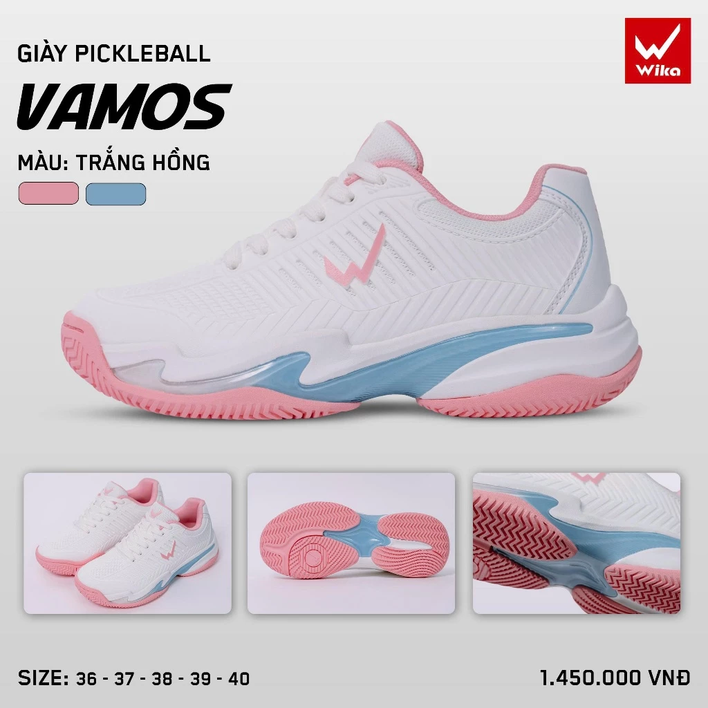 Giày Pickleball Wika Vamos x Quang Dương Chính Hãng, Đệm Đế Eva Êm Chân, Đế Bám Sân