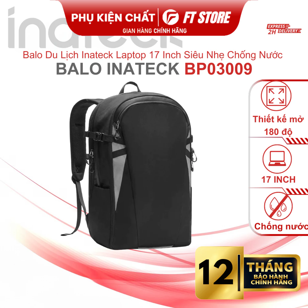 Balo Du Lịch Inateck 38.5L Siêu Nhẹ Chống Nước BP03009 Đựng Laptop 17 Inch Carry On